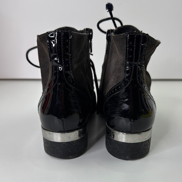 Gadea Black and Gray patent Leather Lace-up Ankle Boots - Picture 5 of 12